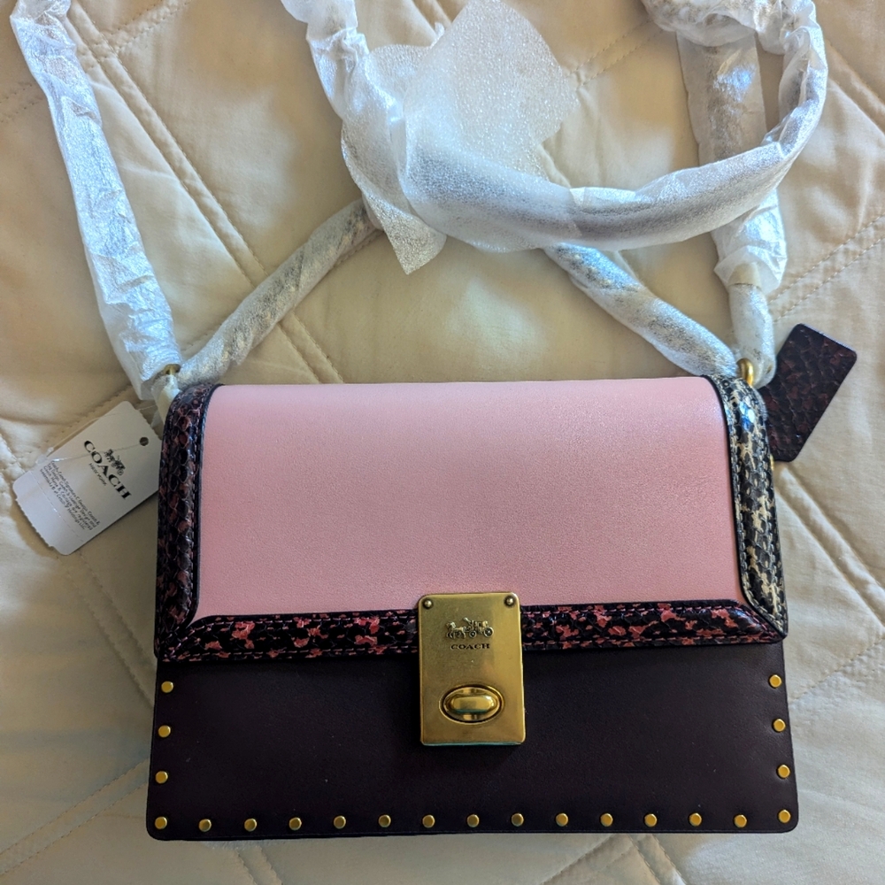 Coach X Jennifer Lopez Hutton Shoulder Bag In Colorblock With Snakeskin Detail